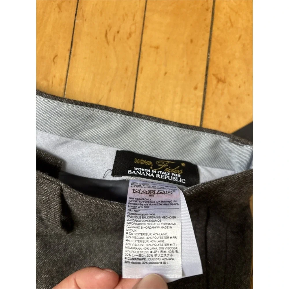 Banana Republic Emerson Pants Mens 31x34 Gray Straight Fit Nova Fides Wool Blend